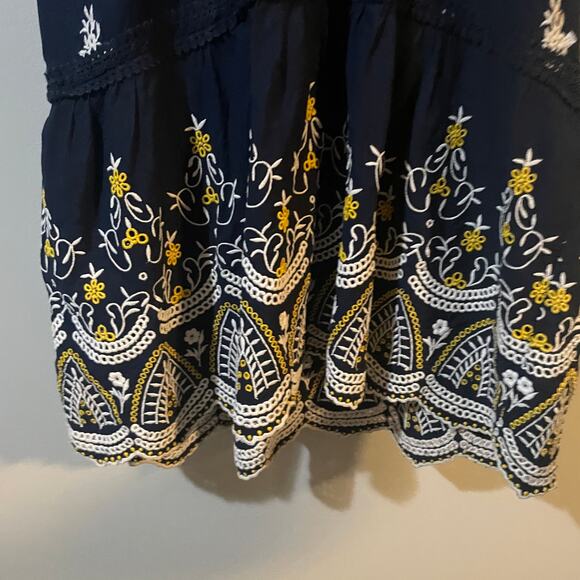 Shoshanna Richa Dress SZ 2 Navy Embroidered Eyelet Scalloped Ruffle Dress $418 - Picture 13 of 13